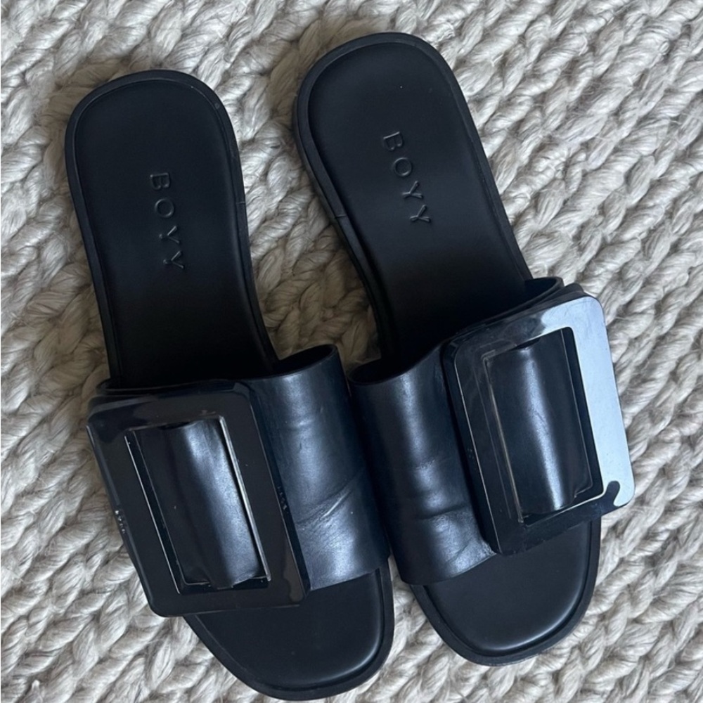 BOYY Black Slide Sandals with Oversized Buckle size 35